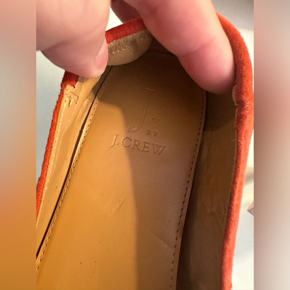 J.CREW Anya Suede Leather Block Heel Shoes Tomato Orange Red Slip Ons #H7806 - Picture 10 of 13